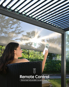 Persiana de aluminio bioclimática moderna personalizada para <span class=keywords><strong>techo</strong></span>, parasol retráctil para exteriores, pérgola con <span class=keywords><strong>ventilador</strong></span> - Product Image 2