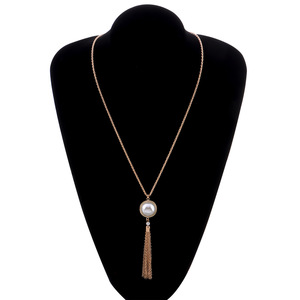 Collares de suéter de estilo euroamericano, <span class=keywords><strong>collar</strong></span> con colgante de cuentas de arroz de cristal a la moda personalizada, cadena de suéter - Product Image 1