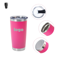 Gobelet isotherme personnalisé à double paroi en métal, 20 oz, en acier inoxydable thermolaqué, pour bière, café, camping, voyage, avec couvercle