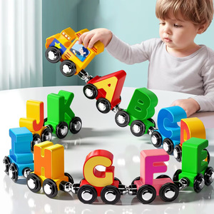 ของเล่นเทร็กซ์ตัวอักษรรถไฟตัวอักษรสีไม้สำหรับการพัฒนาสติปัญญาที่แข็งแกร่ง - Product Image 6