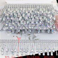 Chaîne à coudre en cristal AB multicolore de 6 cm avec franges en strass en forme de goutte, idéale pour la vente en gros, les costumes de scène de mariage et les robes DIY