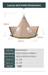 <span class=keywords><strong>Tipi</strong></span> <span class=keywords><strong>Glamping</strong></span> Personalizado de Lujo, Grande, para Cuatro Estaciones, de Una Habitación, Resistente a los Rayos UV, Ignífugo e Impermeable, de Oxford 900D de Alta Resistencia - Product Image 6