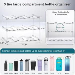 Istiflenebilir su şişesi organizatör tutucu <span class=keywords><strong>3</strong></span> Tier temizle şarap rafı şişe tutucu dolap kiler raf - Product Image 5