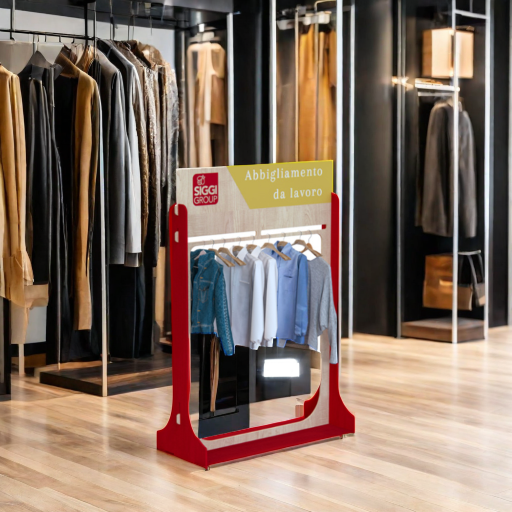 Apache Customizable Double-Sided Light Duty Modern Plywood Floorstanding T-Shirt Display Rack Customized Colors for Supermarkets — view 6