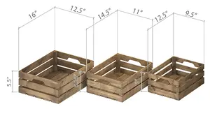 ハンドル付きの素朴な木製の入れ子木箱装飾的な農家の木製の収納コンテナボックス