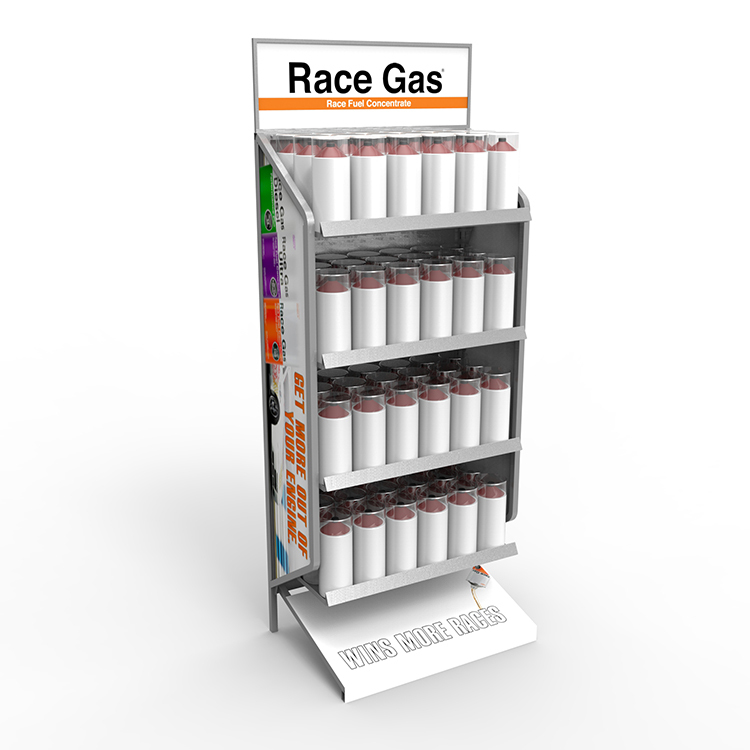 Hot Selling Aerosol Paint Display Rack Race Gas Display Stand With Customized Logo for Moter Racing