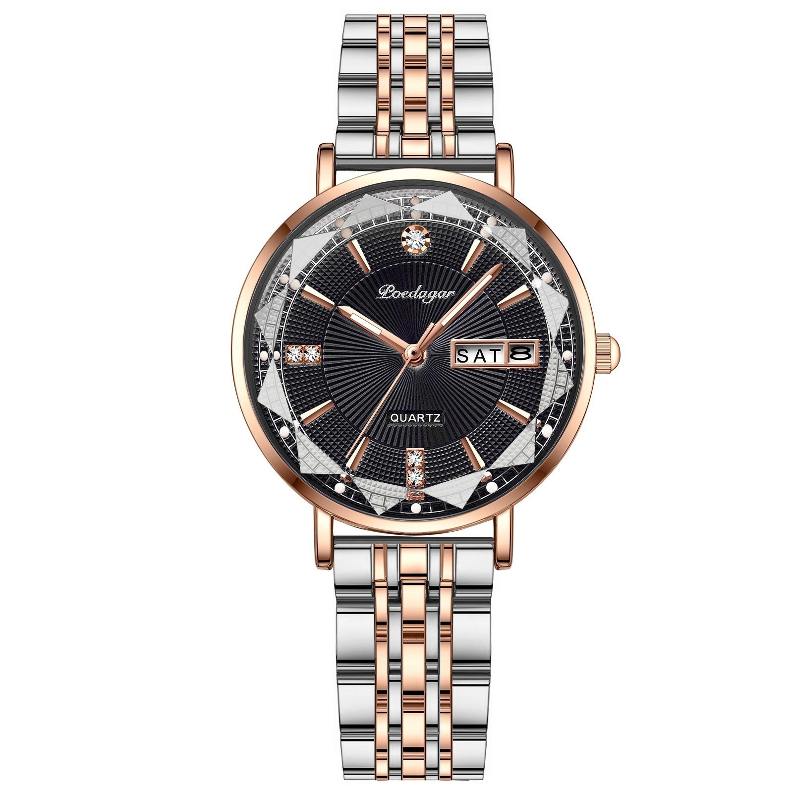 Women\'s Rose Gold Black Quartz Stainless Steel Waterproof Ladies Wrist Watch Saed8b6218f6f4a5498db15941b623  main image 4