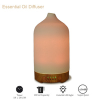 Diffuseur d'arômes électrique en céramique pour la maison, base imitation bois, diffuseur d'huiles essentielles ultrasonique de table, capacité 100 ml, garantie 1 an