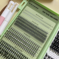 Kit de cils synthétiques pré-coupés en segments, effet volumineux, faits à la main, pour extension de cils DIY, vente en gros, marque privée