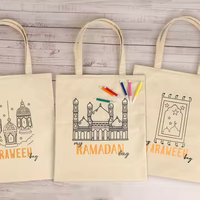 Sac Fourre-Tout de Prière Personnalisable à Dessin au Trait, Sac de Taraweeh en Toile, Bricolage de Peinture pour Ramadan, Décoration de Ramadan, Artisanat Cadeau Musulman