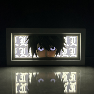 Boîte à lumière en bois avec cadre en bois, découpe au laser, boîte à lumière manga, lumière LED de nuit, Yagami pour la décoration de la chambre, lampe de bureau - Product Image 3