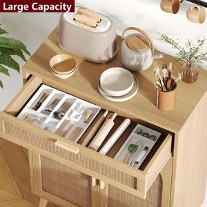 Aparador de Madera Natural Wenfeng OEM/ODM con Detalles de Ratán, Mueble Bar de Café, Credenzas con Cajón de Acento para Muebles del Hogar y Sala de Estar - Product Image 3