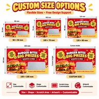 Cartes à gratter personnalisées avec logo imprimé pour hamburgers, bons de réduction pour la restauration rapide, cartes promotionnelles personnalisées pour les magasins