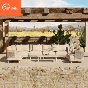 Ensemble de meubles d'<span class=keywords><strong>extérieur</strong></span> pour hôtel, ensemble modulaire en forme de L, <span class=keywords><strong>canapé</strong></span> de jardin, ensemble de <span class=keywords><strong>canapé</strong></span>-lit en aluminium tressé pour 7 personnes - Product Image 1