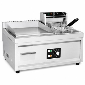 Commercial Electric Griddle <b>Fryer</b> Combo Flat Top Grill with Deep <b>Fryer</b> for Burger Steak Fries Fast Food Kitchens - Product Image 1
