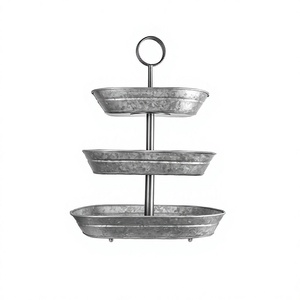 Plateau de service galvanisé à trois niveaux avec plateau de rangement pour fruits et légumes de la meilleure qualité pour usage domestique et hôtelier - Product Image 1