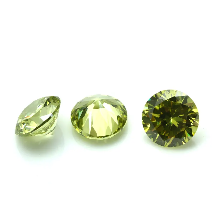 Diamant rond à facettes taillé de haute qualité Offre Spéciale lumière Olive CZ gemmes zircon cubique en vrac 6MM prix de gros