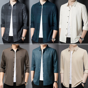 Camicia da <span class=keywords><strong>Uomo</strong></span> Slim Fit per Affari, Nuova Collezione 2026, Camicia Casual Sottile a Maniche Lunghe per Giovani - Product Image 2