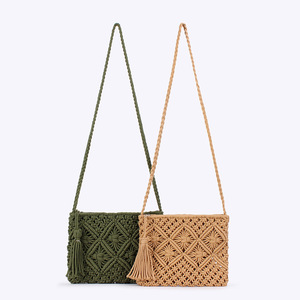 Nuova Borsa <span class=keywords><strong>a</strong></span> Tracolla da Donna di Design, Pochette Artigianale in Corda di Cotone alla Moda, Borsetta con Chiusura <span class=keywords><strong>a</strong></span> Cerniera per Signore - Product Image 1