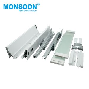 Système de rangement de tiroirs robuste en métal à fermeture douce, blanc, à montage dissimulé, hauteur 167, Multbox-Glass, pour tiroirs de cuisine - Product Image 1