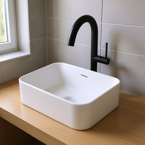 Lavabo Rectangular de Cerámica Blakbarn para Baño, 16x12 Pulgadas, Acabado Brillante, Montaje en Superficie, Diseño Minimalista - Product Image 2