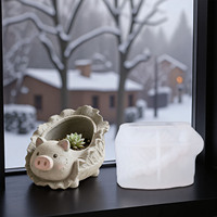 Moule en silicone au design cochon mignon, moderne et simple, pour résine époxy, ciment, plâtre, tasses, pots de fleurs, et ornements de rangement DIY