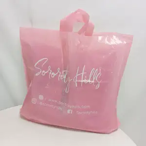 Индивидуальная красочная полиэтиленовая пластиковая сумочка, сумка с ручкой с большой емкостью, розовая сумка-тоут с принтом для покупок