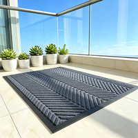 Tapis d'entrée noir à chevrons, tapis texturé en relief, paillasson antidérapant avec bordure pour la maison, le bureau et l'usage commercial