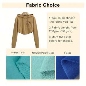 New Design Raglan Long Sleeve Wholesale Fleece Casual Custom Logo <b>Workout</b> Round Bottom Women's Cropped Oversize Pullover <b>Hoodies</b> - Product Image 2