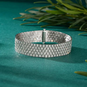 Pulsera de Diamantes Clásica de la Mejor Calidad, Chapada en Plata, con Corte Esmeralda Natural, Certificada por IGI, Lujosa, para Novia, Compromiso, Boda - Product Image 2