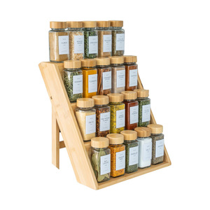 Wooden three-tier spice rack, kitchen condiment organizer, tiered <b>desktop</b> <b>shelf</b>, cosmetic rack - Product Image 1