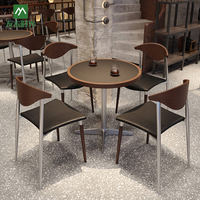 Ensemble table et chaises de bistrot rétro industriel, bois et métal durables, mobilier de restaurant pour bar et café