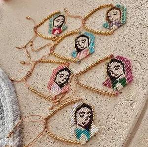 Braccialetto di perline dell'elemento della bandiera della ragazza etnica messicana Miyuki perline di riso perline di gioielli intrecciate a mano per il regalo della damigella d'onore del braccialetto