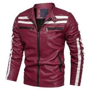 Wholesale CARANFIER Unisex Winter <b>Quilted</b> Canvas <b>Jacket</b> Solid <b>Pattern</b> Motorbike Red Fashionable Hot Sale Best Quality - Product Image 2