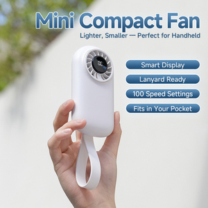 Mini ventilateur portable intelligent avec écran numérique, batterie 1200 mAh, 100 vitesses, réglage progressif, USB, ventilateur de poche, prise en charge de la personnalisation OEM du logo et de la couleur - Product Image 1