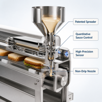Ligne de production automatique de sandwichs à la viande effilochée, machine à sandwichs à la viande effilochée pour boulangerie