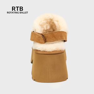 Phụ Nữ Da Thật Da Cừu Shearling Cao Gót Dép Thật Lông Thú Lót Ấm Áp Giày Mùa Đông - Product Image 4