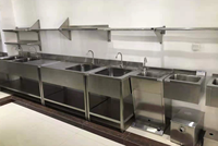 Table de travail en acier inoxydable, avec 4 évier, meuble de cuisine commerciale, en acier inoxydable