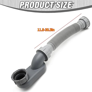 Siphon de vidange pop-up pour lavabo et baignoire, design moderne, gris, en plastique, pour salle de bain et douche - Product Image 3