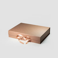 Boîte pliable en aimant kraft écologique, 1 pièce, boîte rigide et peu profonde pour emballage cadeau, marron