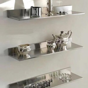 Giá lưu trữ gắn tường giá kệ sách hiện đại tối giản chải thép không gỉ phòng khách một lớp kệ trưng bày - Product Image 2