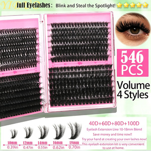 Wholesale Individual Fluffy Spike Cluster Eyelash Kit Custom Logo Mixed Curl Private Label Cluster <b>Lashes</b> 80D-200D With Bottom - Product Image 4