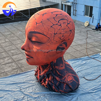Modèle de tête de fille gonflable en tissu Oxford personnalisé avec ventilateur intégré, décoration publicitaire extérieure durable pour centres commerciaux