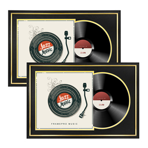 Marco de álbum de registro de doble alfombrilla 16x23,5 Marco de registro negro para disco de vinilo LP y pantalla de chaqueta - Product Image 1