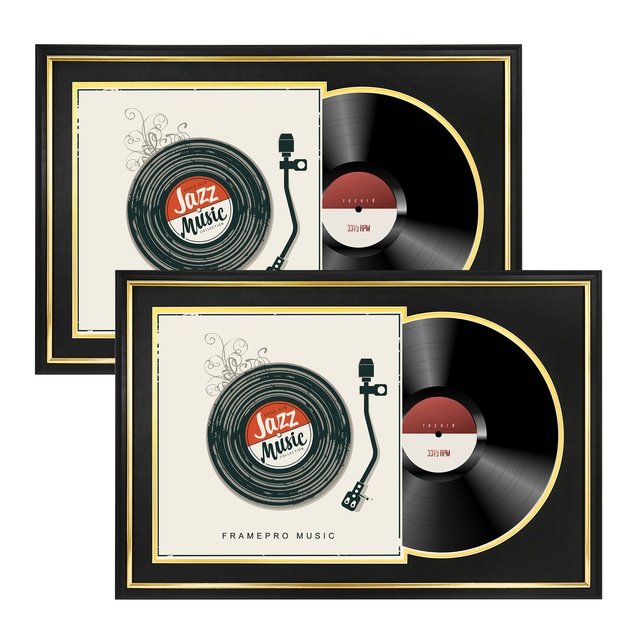Double Mat Record Album Frame 16x23.5 Record Frame Black for LP Vinyl Record & Jacket Display