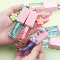 Gloss à lèvres personnalisé avec logo, breloque florale, huile à lèvres parfumée aux fruits, base transparente hydratante, fournisseur en gros