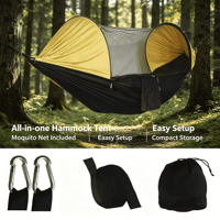 Hamac de camping en nylon de haute qualité avec moustiquaire, léger et portable, capacité 150-300 kg, longueur 160 cm, tente parachute