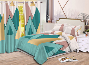 OEM超细纤维6件床裙套装，带窗帘聚酯，配有配套的垫子和窗帘床单套装 - Product Image 5