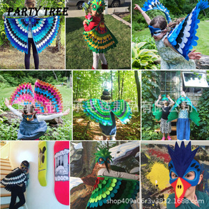 <span class=keywords><strong>B</strong></span>án buôn cosplay ủng hộ Đảng đầy màu sắc Layering Áo choàng trẻ em cảm thấy <span class=keywords><strong>b</strong></span>ướm CAPE chim cánh với Facemask cho trẻ em - Product Image 6