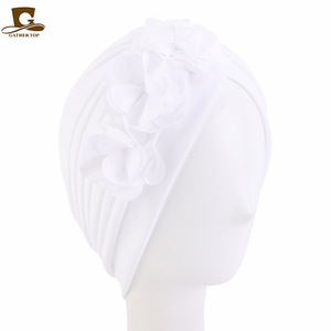 Buena calidad Juding Boho Style Floral Headscarf Chemo Hats Elegante vestido de alusión Sombrero de tela suave 2017 - Product Image 6